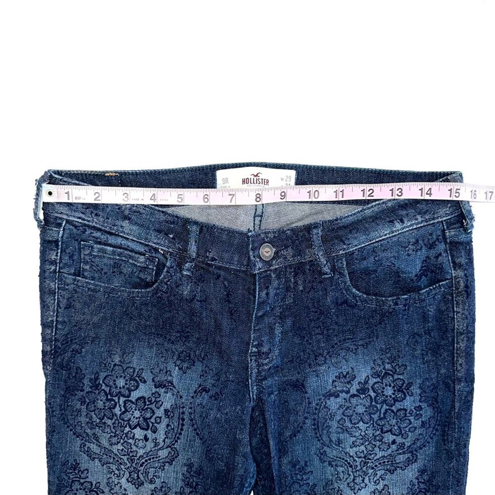 Hollister Floral Pattern Velvet Flocked Denim Skinny Jeans Size 9R - Picture 9 of 14